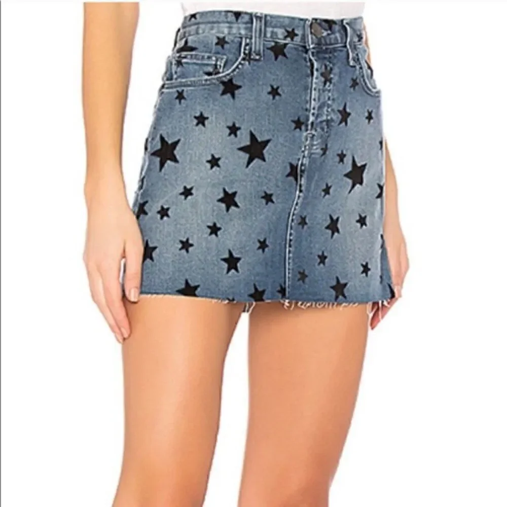 Current/Elliot The Cut Off Button Fly Mini Jean Skirt